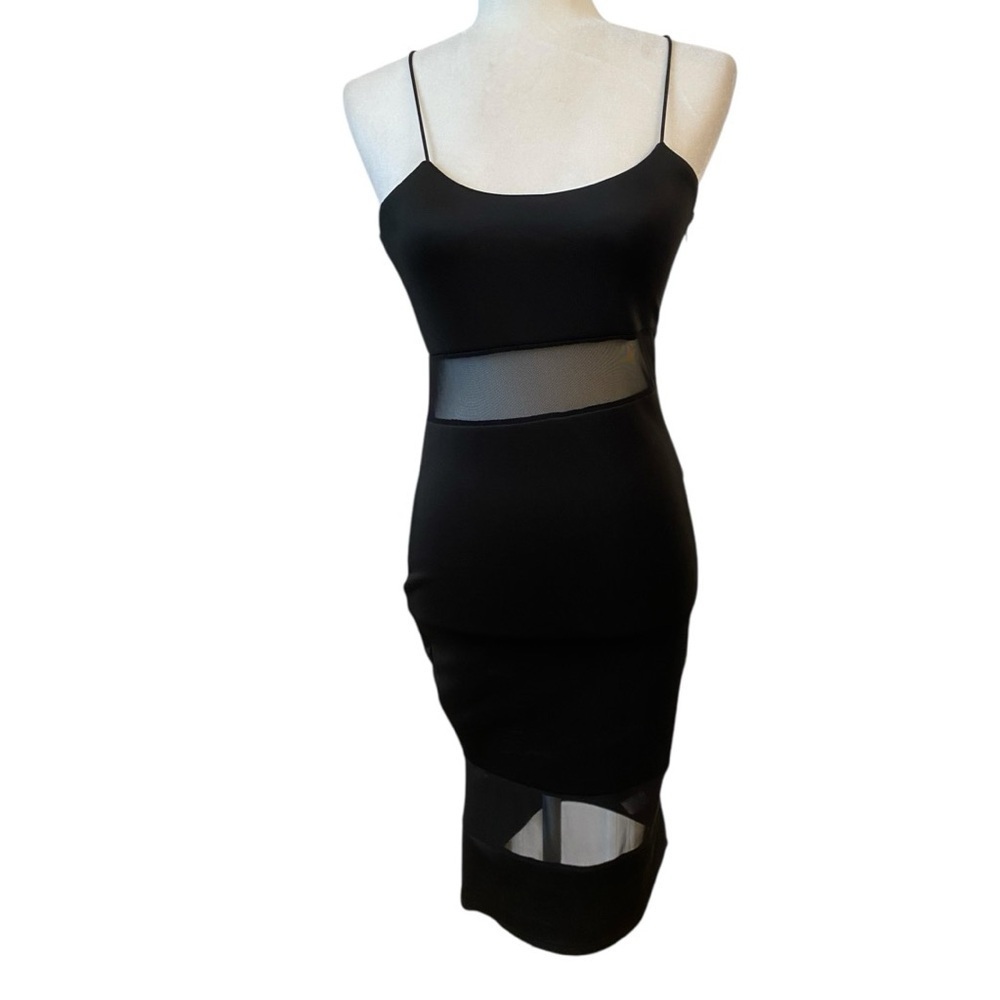 L’atiste By Amy Womens Black Sheer Panel Bodycon Dress